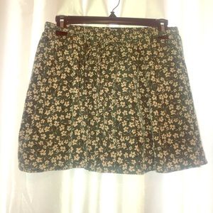 Floral Print Green Skirt.